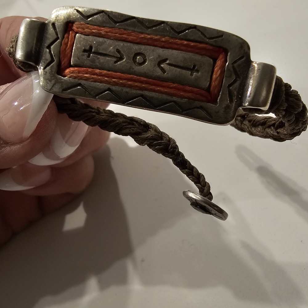 Silver and Brown Braided Bracelet